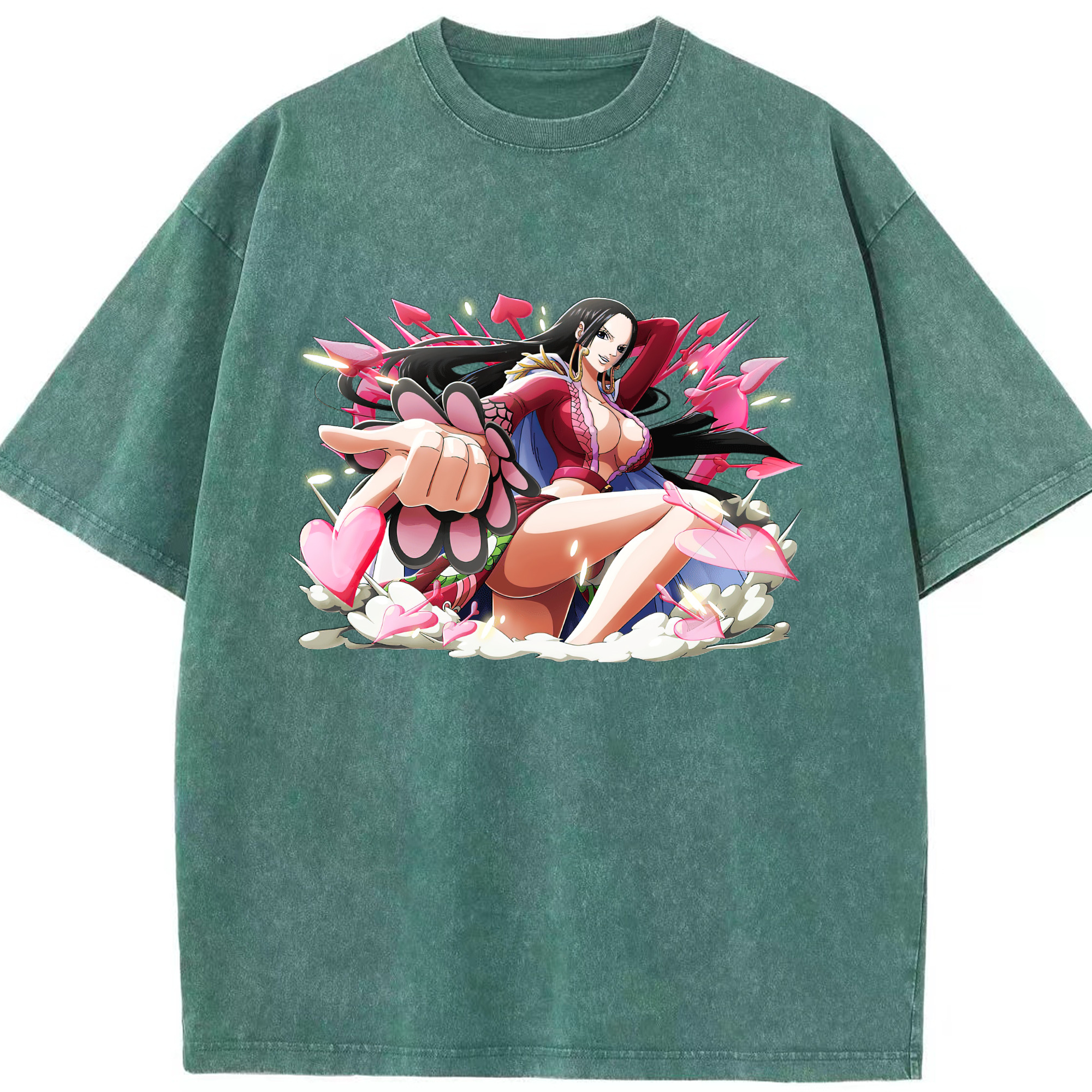 ワンピース ボア・ハンコック ONE PIECE Boa·Hancock 綿100% ヴィンテージ風 半袖Tシャツ（フロントプリント）